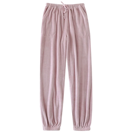 Бархатные фланелевые утепленные коралловые штаны для влюбленных для отдыха подходит для мужчин и женщин