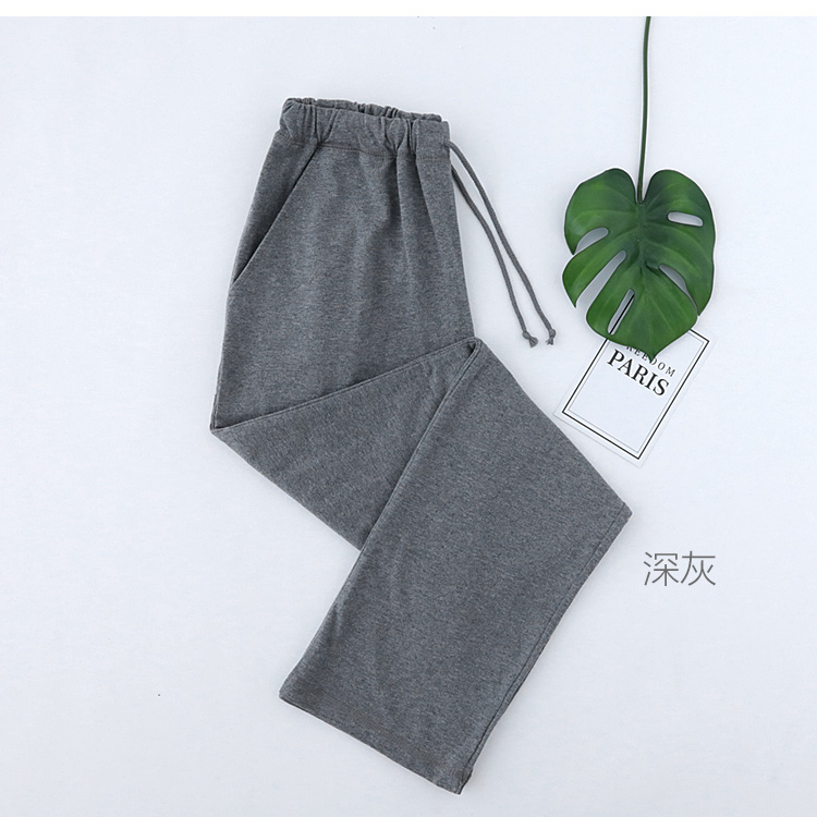Bộ đồ ngủ cotton nam mùa xuân hè và mùa thu giản dị thể thao rộng kích thước cotton buổi sáng quần dài eo cao nhà quần kaki