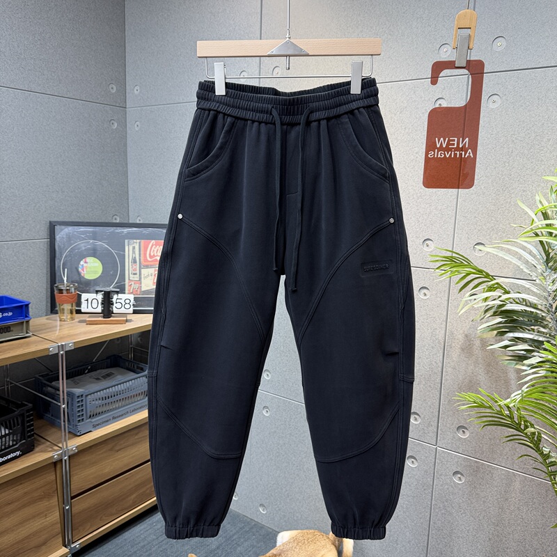 Autumn Washed Sweatpants for Men, Trendy Versatile Casual Pants, Drawstring Joggers, Simple Sports Pants, Slim-Fit Harem Pants