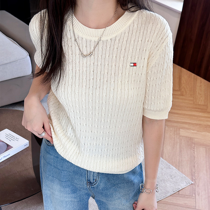 Tommy Xikaili Women's Pure Cotton 2026 Summer Twisted Cotton 100% Short Sleeve T-Shirt Style Top Ladies' Undershirt