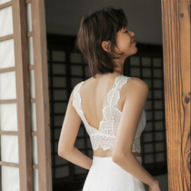 aibermu lace beauty back big U back comfortable girl underwear Sexy no rim bra halter net red explosion