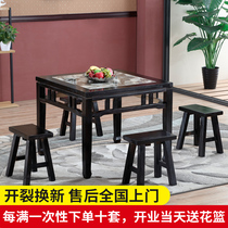 Solid wood Chinese Ming and Qing imitation ancient Eight Immortals Table square table log square table Restaurant restaurant Restaurant Agriturie Tables and chairs Composition