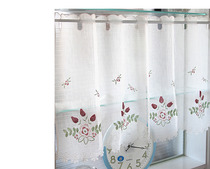 Foreign trade fabric curtain embroidery Coffee curtain Rod curtain embroidery Kitchen curtain Cabinet curtain Half curtain three-dimensional flower