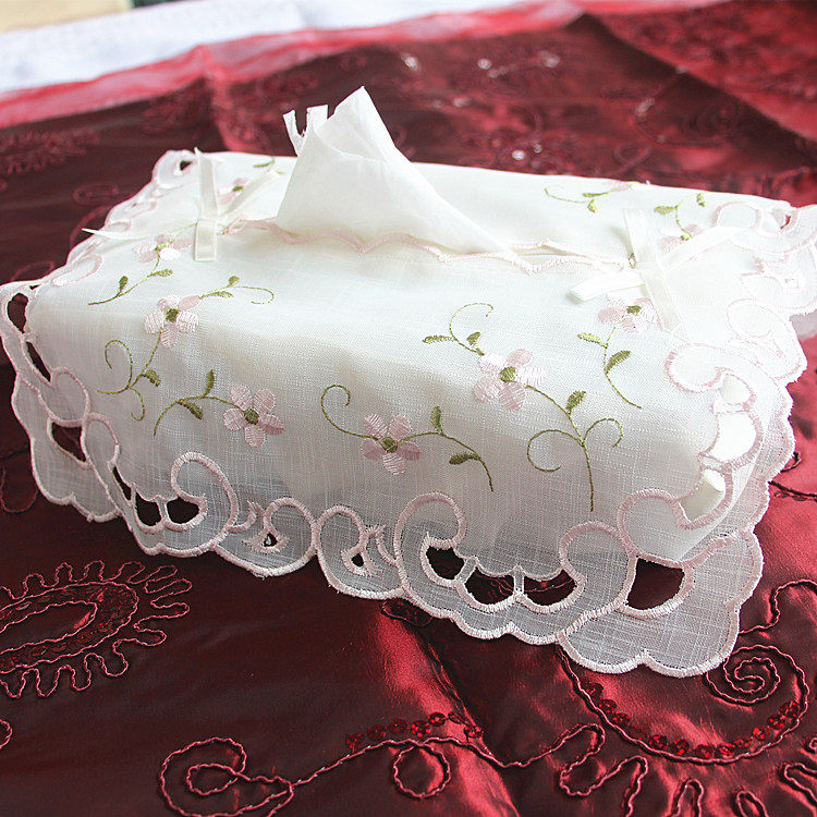 Japanese fabric embroidery tissue box set Removable household tissue set Wall-mounted roll toilet paper set Car removable toilet paper set