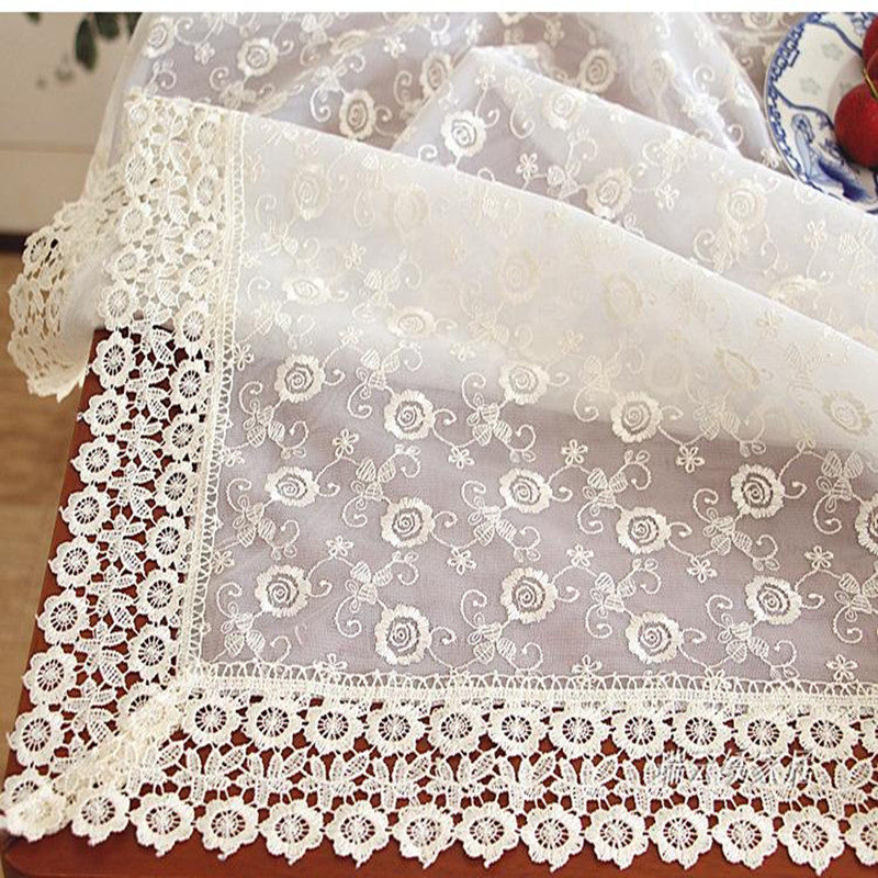 Fields Garden Lace Eurostyle Table Cloth Pure Colour Teri Dress Embroidered transparent tablectable cloth Electrical Lid Cloth hotel Customized