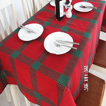 European Christmas table cloth Festive Red check fabric tablecloth New Year Birthday celebration tablecloth Solid color washable