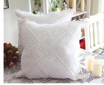 Foreign trade American fabric cushion cover Handmade crochet crochet pure white cushion cover Household sofa pillow cover