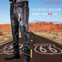 Imported Men Winter Riding Leather Pants Harei Motorcycle Windproof Warm Long Pants Straight Barrel Genuine Leather Head Layer Cow Leather