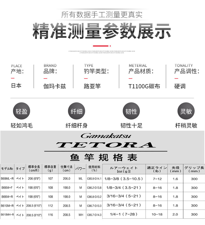Дорожные суб -полюсный 日本gamakatsu伽玛卡兹路亚竿tatora竞技远投鲈鱼鳜鱼独节虫竿