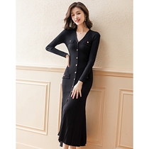 2021 autumn and winter bottoming with slim knit dress women's new sweater skirt with coat skirt temperament long