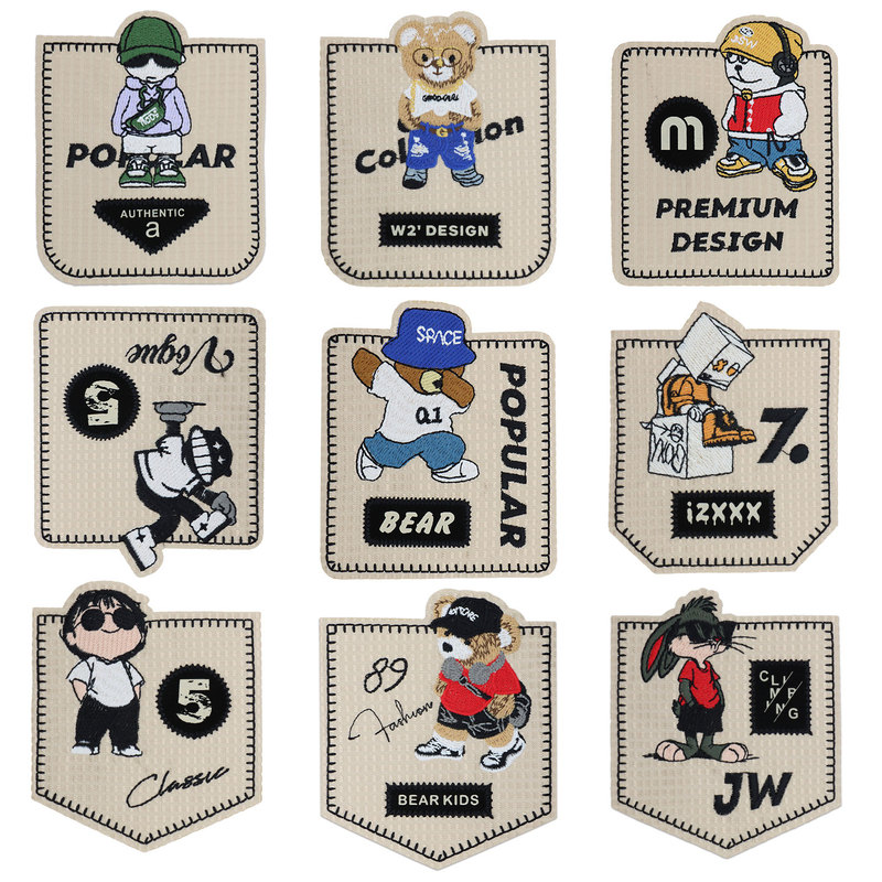 High-End Textured Embroidered Fabric Patch with Animal Patterns, Large Trendy Brand Decorative Patch for Pockets and Logos