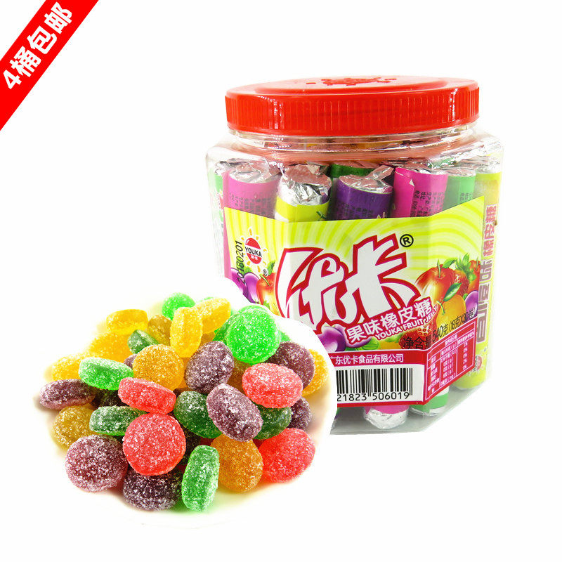 Uka mixed fruit taste rubber sugar 18g * 30 strips of pectin juice Soft sugar Children candy Zero food
