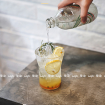 ins Net red glass glass transparent creative coffee glass juice drink tea cup Japanese striped glass cup