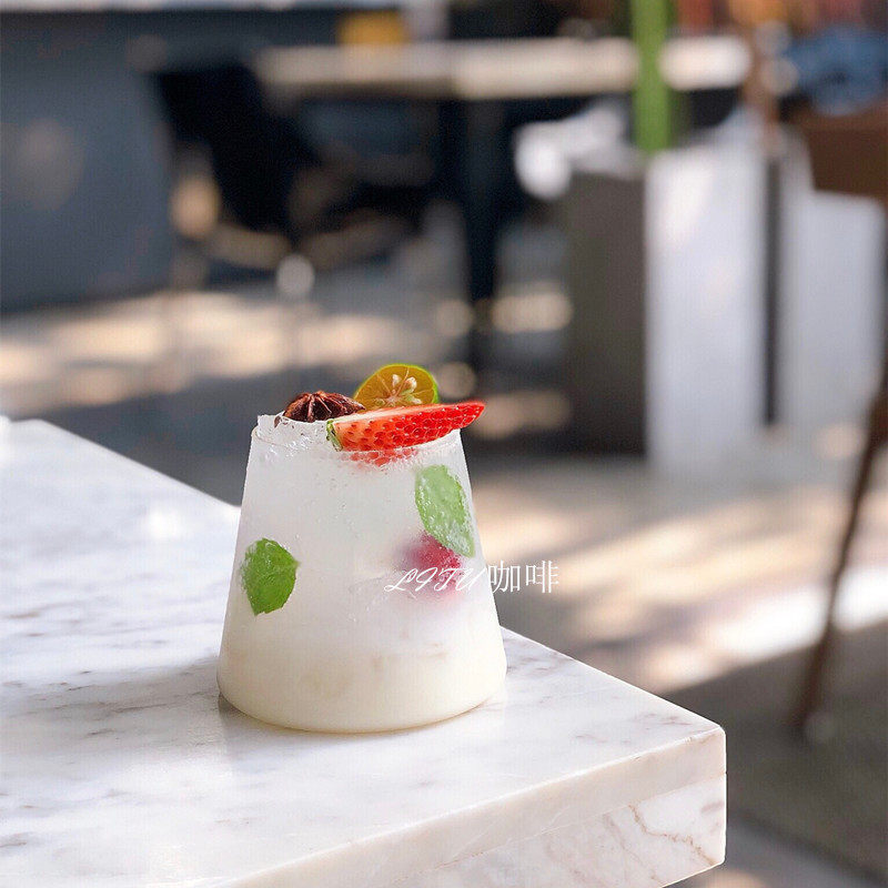 Ins net red cafe glass latte cup hot drink cup milk cup transparent glass Mount Fuji cup 350ML