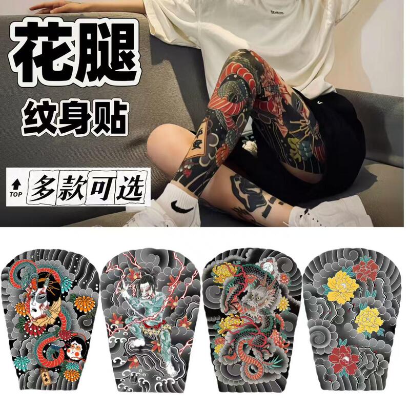 Old Traditional Style Flower Tattoo Stickers, Waterproof, Wear-Resistant, Long-Lasting for 1-3 Days, Large Design, Unisex, Japanese Style, Full Coverage