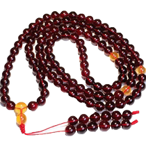 West Yunnan Ruixiang natural ore A goods Burmese amber blood amber 108 beads rosary bracelet beeswax