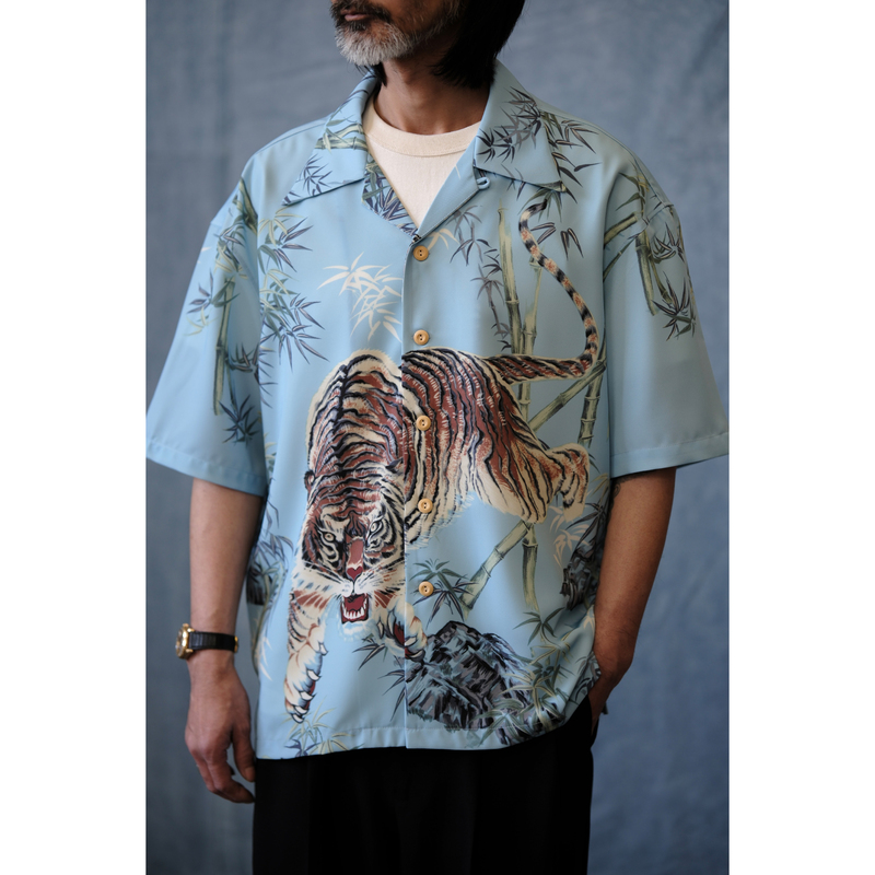 Labor Union Tiger Cuban Collar Aloha Hawaiian Shirt Short Sleeve Lu1060