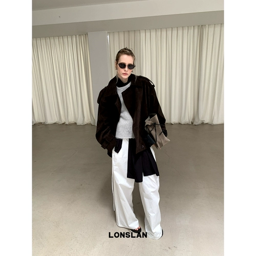 Lonslan 24Aw 9/5 20: 00New Dark Coffee Color Замшевая куртка+набор мини -юбки