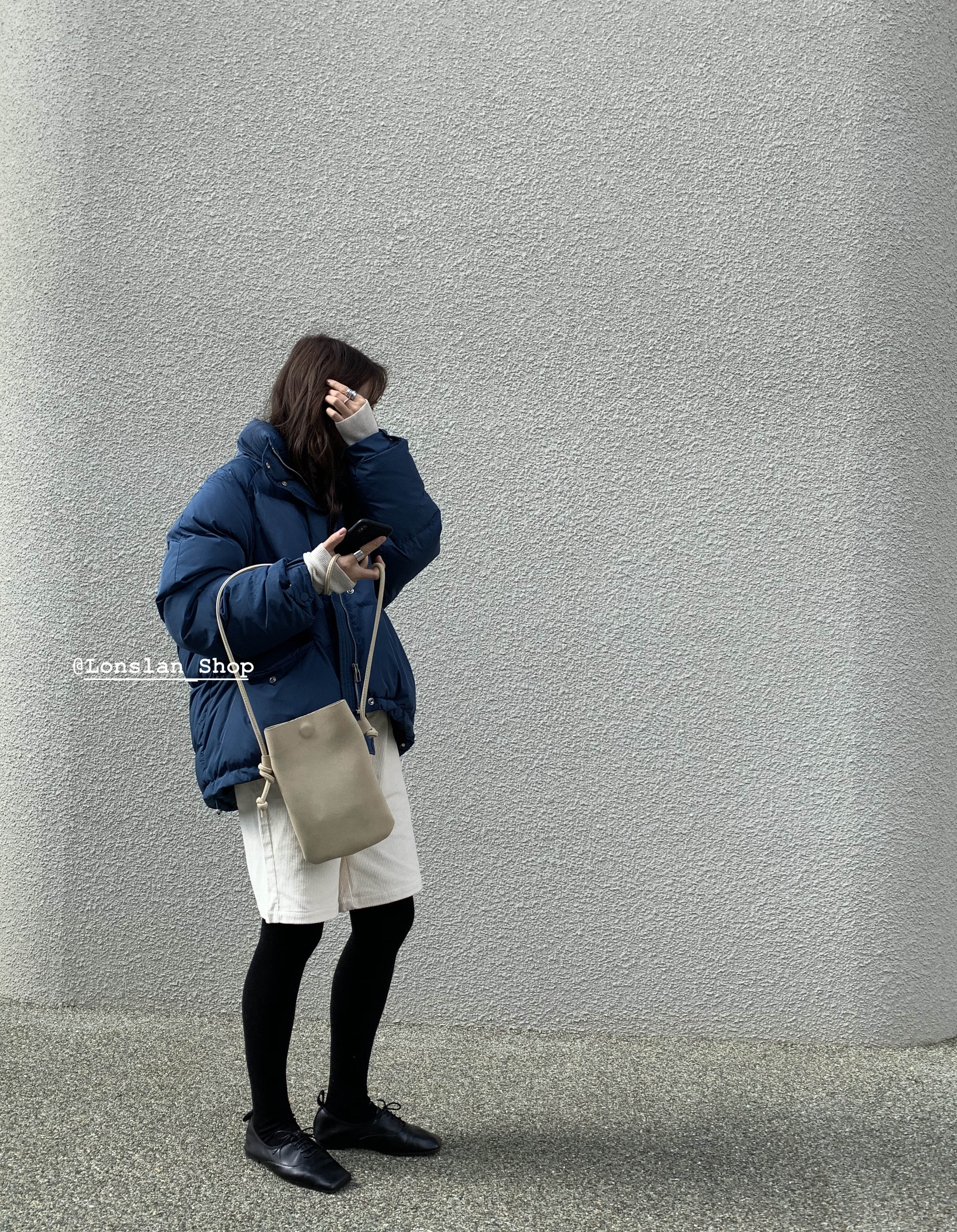 Lonslan self-made 2021 spring and summer simple cotton clothes with stand collar warm pockets