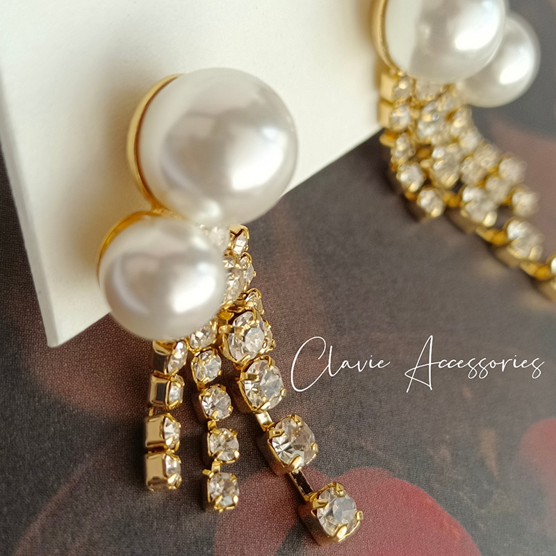 Ear Needle Earrings Retro Imitation Pearl Water Drill Short Flow Suge Silicone Upholstered Screw Swivel Without Earhole Ear Clip Woman