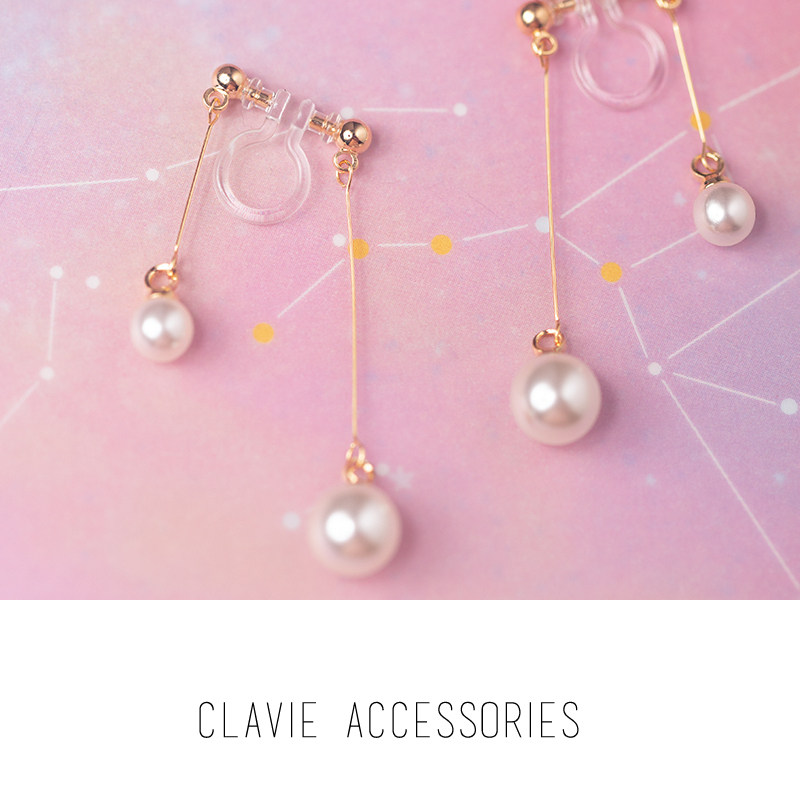 Japanese Korean super fairy quality wild niche design sense long and short pearl resin u-shaped ear clip Female without pierced ears