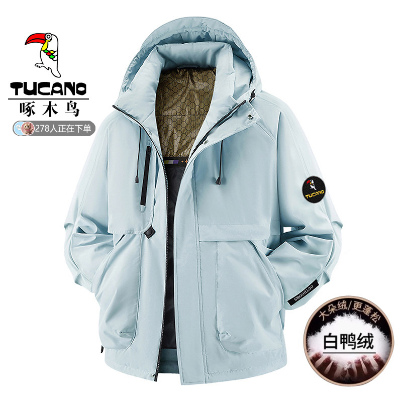 Woodpecker Brand Hooded Thick Cotton Jacket Outdoor Winter Warm down Cotton Coat Couple Style Trendy High-End Jacket