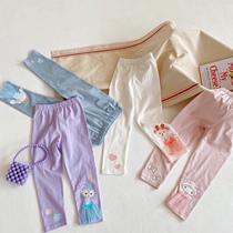 2021 new spring and summer outside wearing long pants girls beating bottom pants baby pure cotton little girl cartoon foreign air children pants