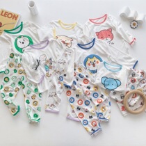 Spring and summer thinly long sleeves Home Suit Suit Baby Air Conditioning Suit Breathable men and women Pure Cotton Tiangeranium cotton cartoon suit