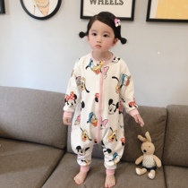 Summer baby sleeping bag baby pure cotton anti-kick by children Four seasons universal air conditioning male and female child one-piece clothing thin