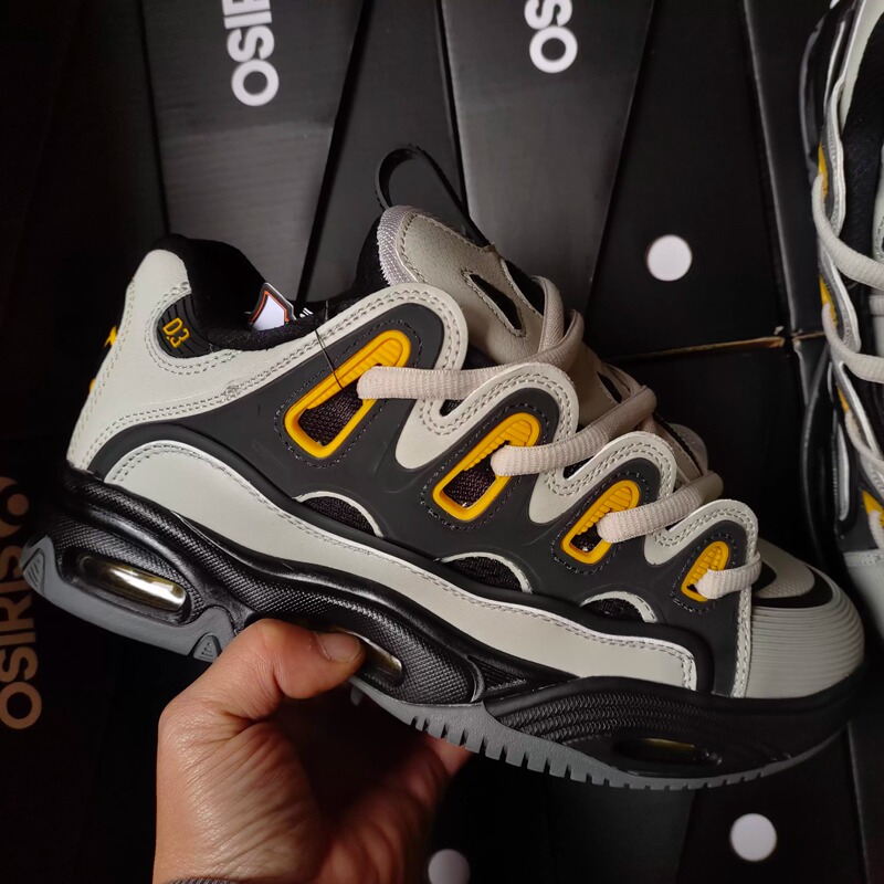 Osiris Retro Thick Tongue Air-Cushion Loafers for Men and Women, Versatile Large Size D3 Reflective Skateboarding Shoes