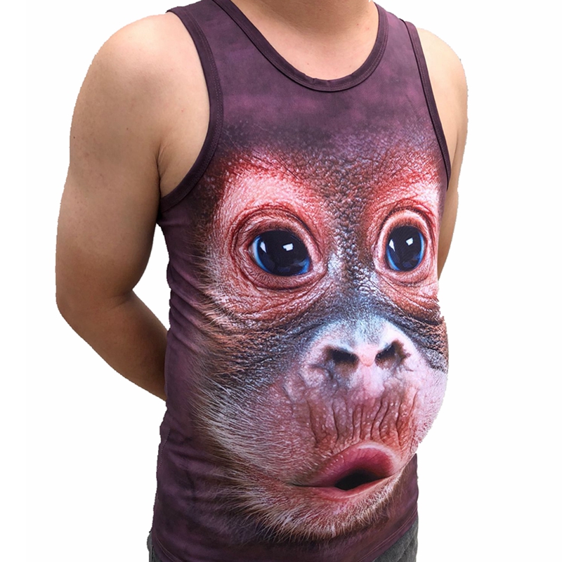 Ác ma nguệch ngoạc khỉ khỉ gorilla mồ hôi vest béo cỡ lớn nam tay ngắn áo thun họa tiết cá tính ao thể thao
