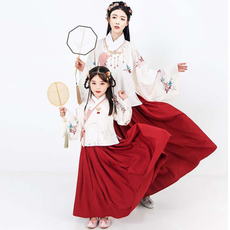 Pro-Submount Handsuit Mother Girl Child Spring Summer Thin New Middle Country Wind Suit Skirt little girl Ming-made ancient dress rehearsal