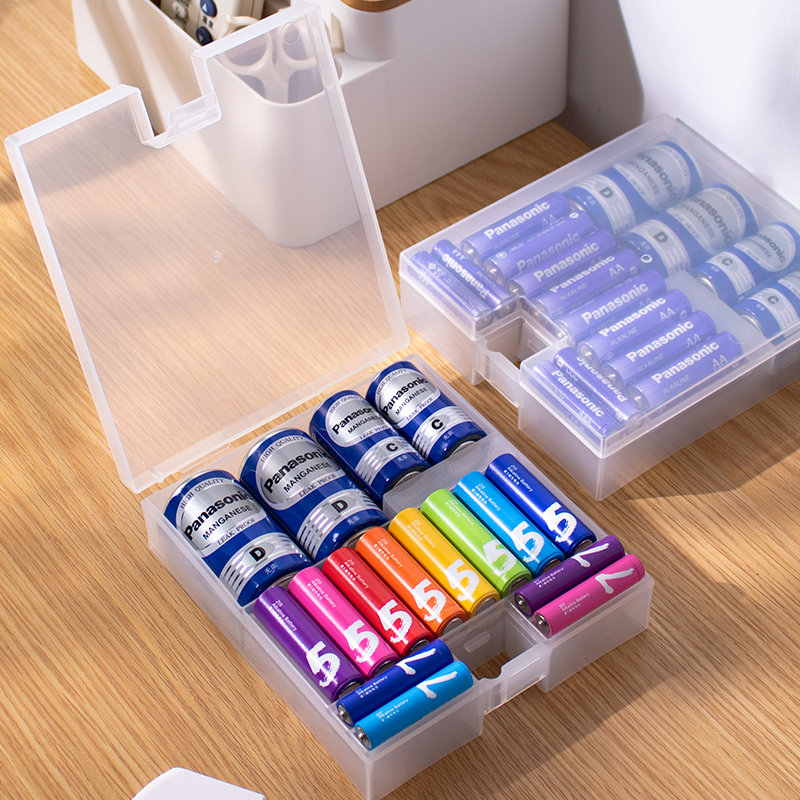 Japan imported dry battery containing box No. 1 No. 2 5 7 battery storage box waterproof protection transparent finishing box