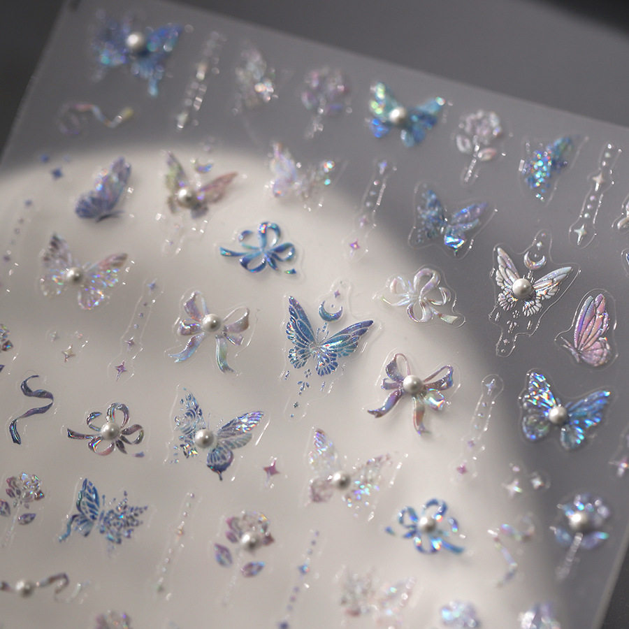 Butterfly Starlight Stereo Nail Stickers Embossed Adhesive Nail Stickers Laptop Stationery Tablet Phone Stickers