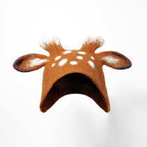  Fawn hat]Suduo handmade wool felt wet felt handmade childrens baby Elk DIY material bag