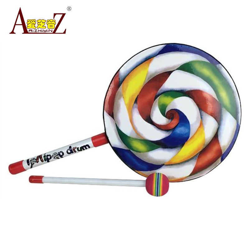 Aizhiyin Orff bộ gõ nhạc cụ kẹo mút trống 6/8/10 inch trẻ sơ sinh giáo dục sớm tay gõ nhạc đồ chơi - Đồ chơi nhạc cụ cho trẻ em đàn cho bé gái