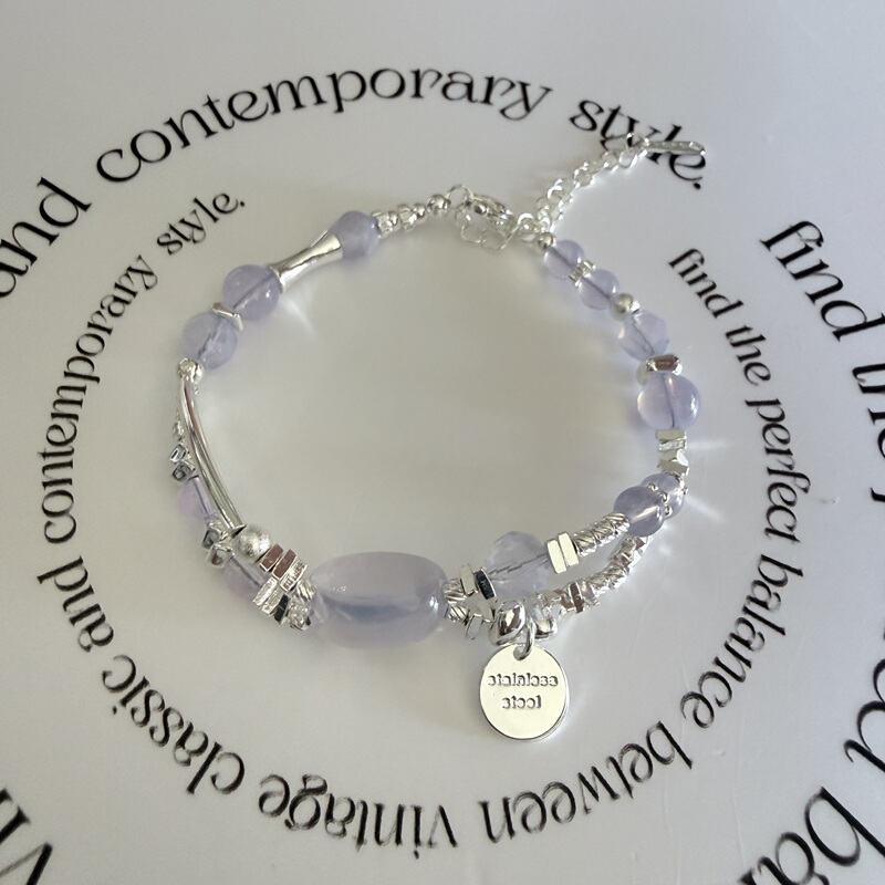 Yao Guang Fairy Series Natural Amethyst Crystal Bracelet Titanium Steel Plated with 999 Pure Silver Amethyst Beads Yao Guang Fairy Series Natural Amethyst Crystal Bracelet Titanium Steel Plated with 999 Pure Silver Amethyst Beads