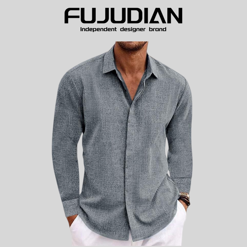 Fujudian Foreign Trade Men's Clothing~European and American New Style Autumn Tie-Dye Casual Shirt Long-Sleeved Loose Shirt Plus Size Men