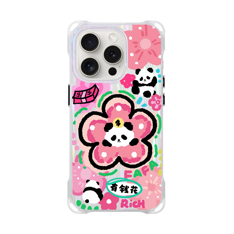 Style 10 — Panda Fortune Flower Crossbody Stand 11 Phone Case