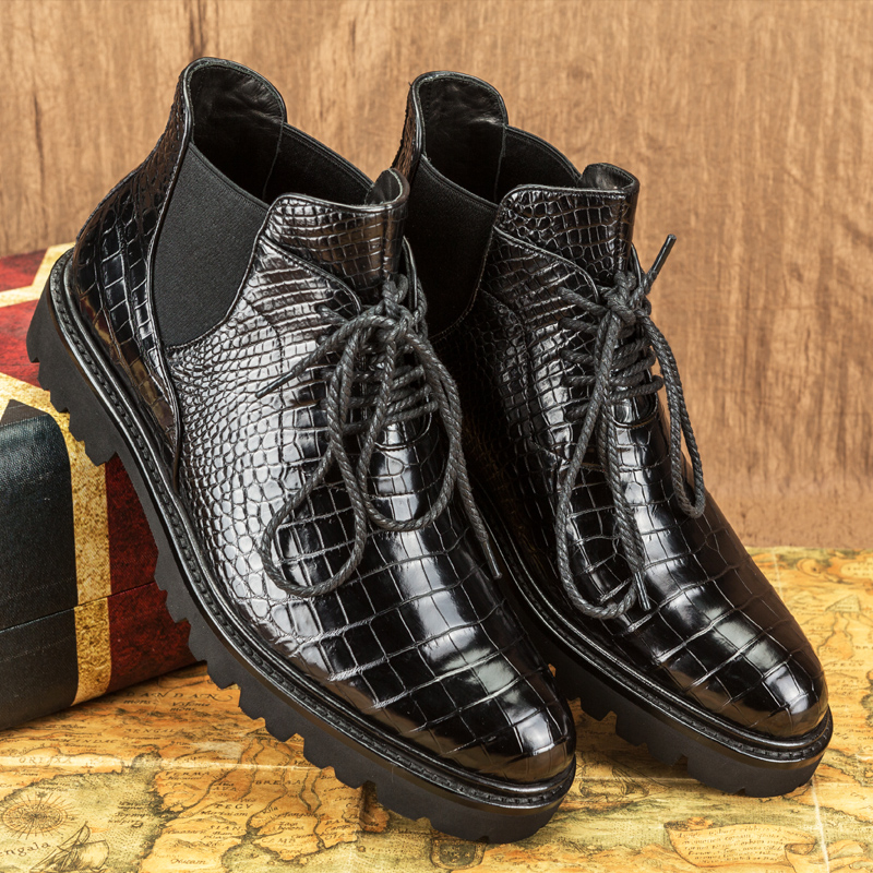 Avocado Leather Leather Leather Shoes Men Short Boots Round Head Upscale Martin Boots Genuine Leather Business Sleeves High Cylinder Men's Shoe Tide