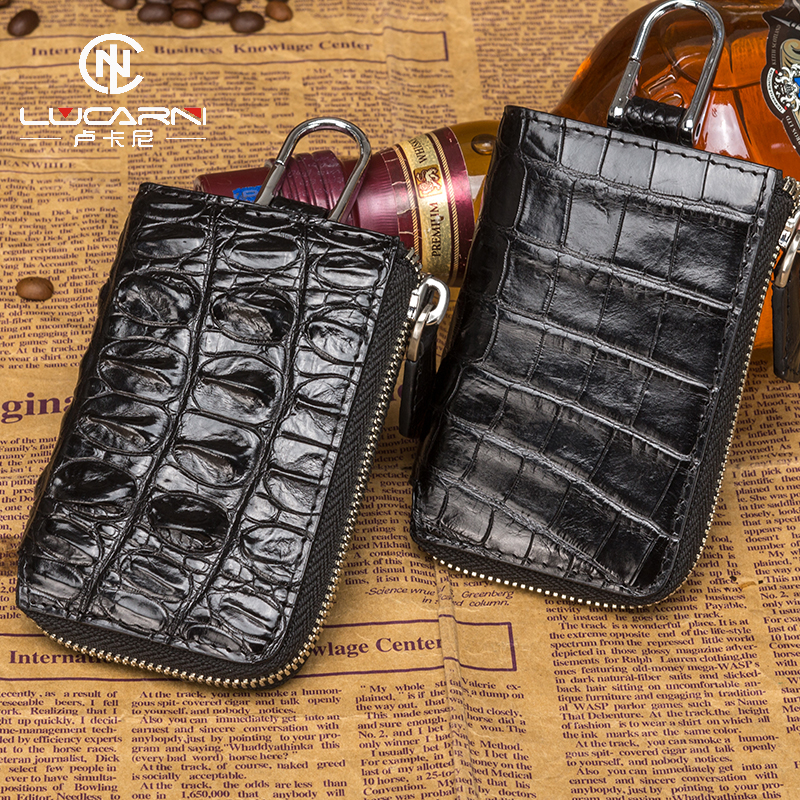 Crocodile Key Pack Mass Men Waist Hanging Leather Men Card Car Vehicle Multi-functional Household Zip Clock