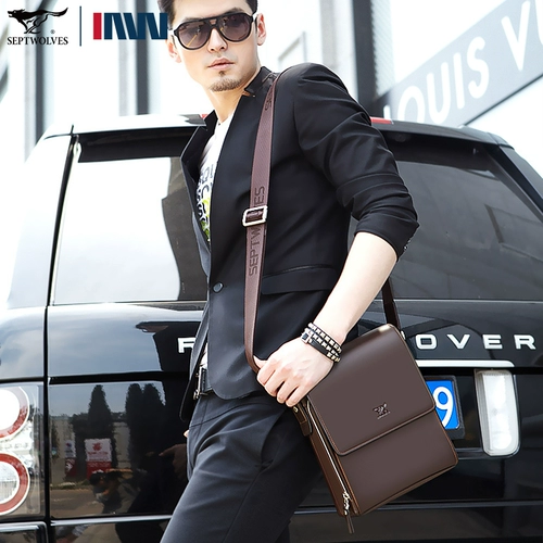 Septwolves, мужская сумка на одно плечо, сумка через плечо, кожаная небольшая сумка, рюкзак, из натуральной кожи