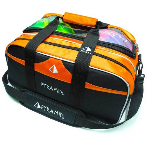 PYRAMID Eco-friendly Bowling Double Ball Bag Backpack No Tie Rod 2 Ball Bag Double Ball Bag (Black Orange)