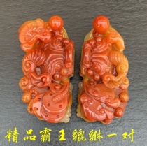Collection quality carved yellow dragon Jade overlord hand piece three color old material men and women with certificate