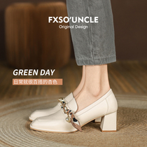 FXSO Square Alley Single Shoe Woman 2022 New Autumn Show Gas Tie-Knot Square Top Heel Thick Heel Lefu Shoes Womens Shoes