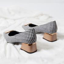 Shallow mouth new single shoes womens summer 2021 lady high thick heel square head wild fairy shoes gentle medium heel single shoes