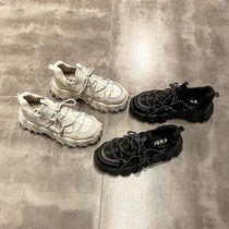 Leather net red daddy shoes female ins tide 2021 autumn new super fire fashion thick-soled all-match casual sports shoes