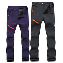 Assault pants men and women autumn and winter plus velvet padded windproof waterproof outdoor size fleece soft shell mountaineering ski trousers