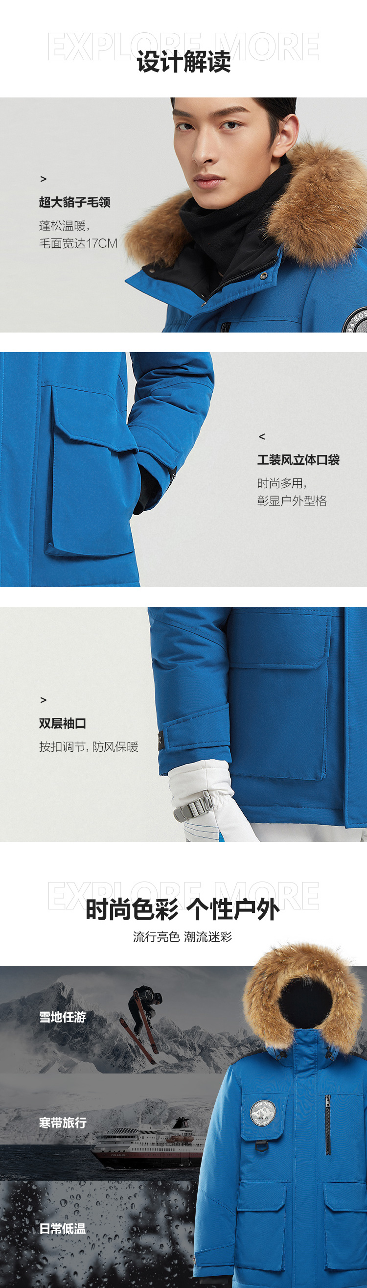 波司登 极寒系列 男士短款迷彩羽绒服 600蓬鹅绒 貉子毛领设计 图3