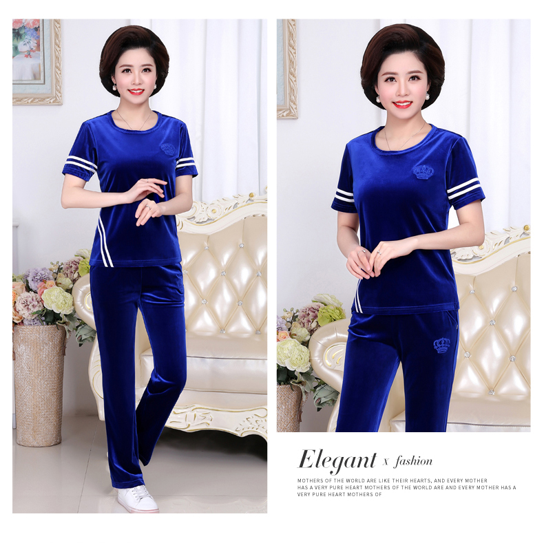 Đặc biệt cung cấp mùa hè trung niên thể thao phù hợp với nữ mẹ ngắn tay quần trung niên thể thao giản dị phù hợp với mùa hè set đồ thể thao nữ tay dài